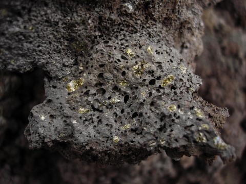 crystals of olivine in basalt piton de la fournaise Reunion