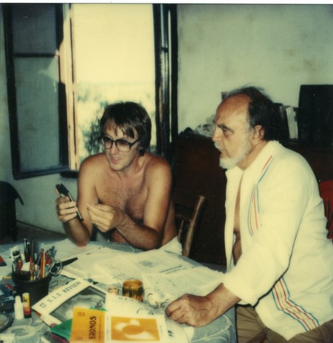 Earl R. Milton ann Alfred de Grazia in Naxos, 1980, working on Solaria Binaria