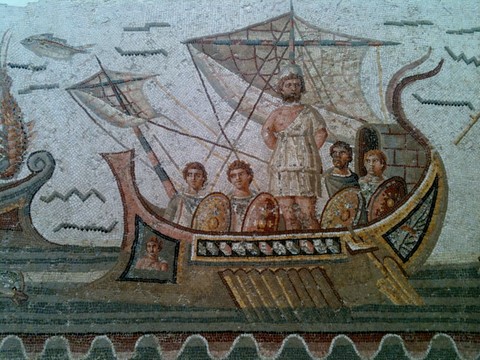 roman liburnia 2nd cent AD square sail  Bardo Museum 